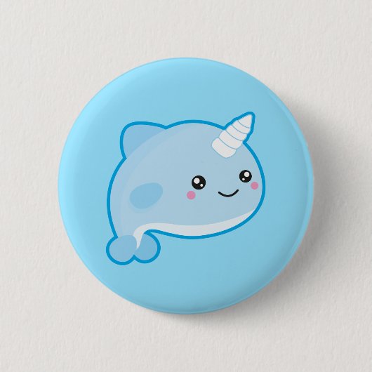Kawaii Narwhal Button (Vorderseite)