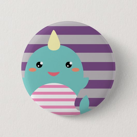 Kawaii Narwhal Button (Vorderseite)