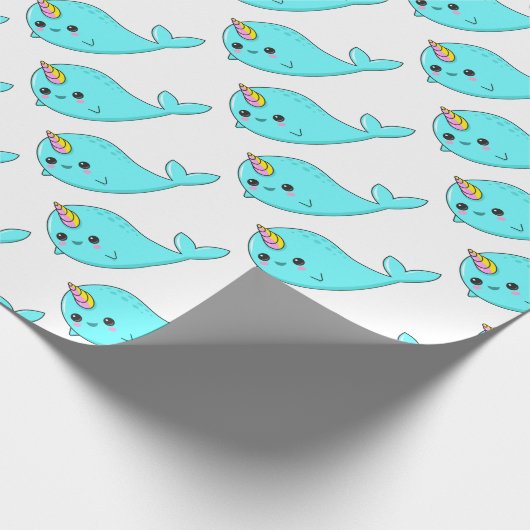 Kawaii Narwhal Geschenkpapier (Ecke)