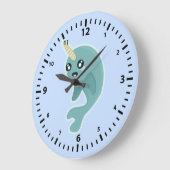 Kawaii Narwhal Große Wanduhr (Winkel)