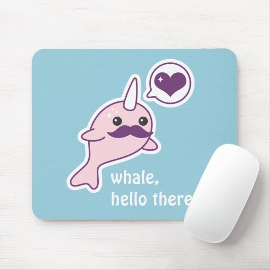 Kawaii Narwhal mit dem Schnurrbart Mousepad (Mit Mouse)