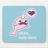 Kawaii Narwhal mit dem Schnurrbart Mousepad (Vorne)