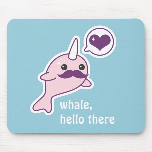 Kawaii Narwhal mit dem Schnurrbart Mousepad (Vorne)