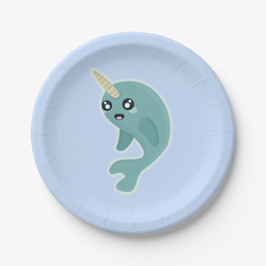 Kawaii Narwhal Pappteller (Vorderseite)