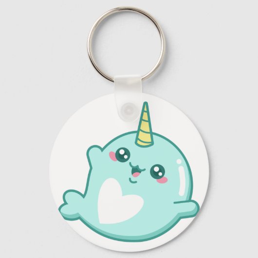 Kawaii Narwhal Schlüsselanhänger (Vorderseite)