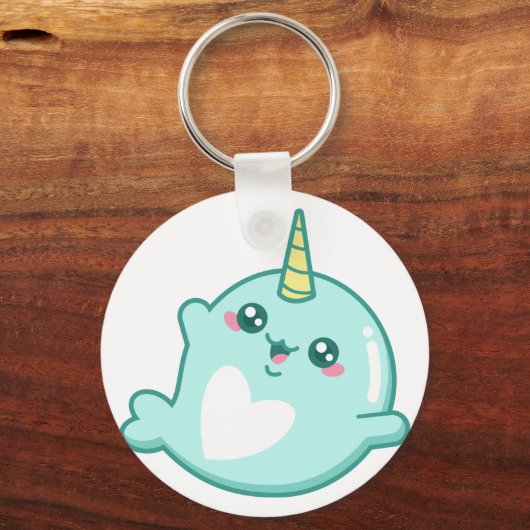 Kawaii Narwhal Schlüsselanhänger (Vorderseite)