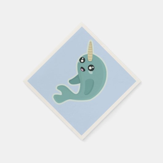 Kawaii Narwhal Serviette (Ecke)