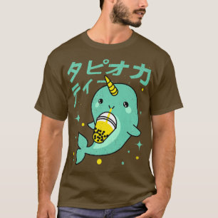 Kawaii Narwhal trinkt Boba Bubble Tea Kinder Tee T