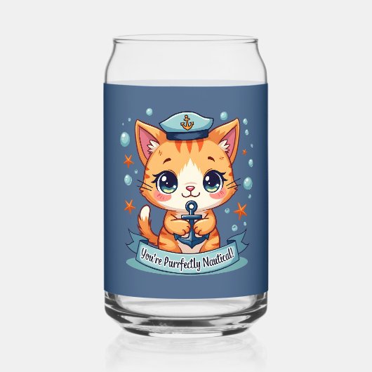 Kawaii Nautical Cat Sailing Anchor Pub Dosenglas (Rückseite)