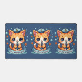 Kawaii Nautical Cat Sailing Anchor Pub Schreibtischunterlage (Vorderseite)