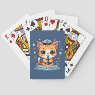 Kawaii-Nautik-Katze-Segel-Anker-Wortspiel Spielkarten