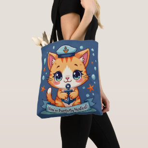 Kawaii-Nautik-Katze-Segel-Anker-Wortspiel Tasche