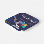 Kawaii Navy Blue Astronaut Space Theme Square Pappteller (Gewinkelt)