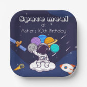 Kawaii Navy Blue Astronaut Space Theme Square Pappteller (Vorderseite)