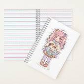 Kawaii Neko Cafe Anime Mädchen Chibi Notizblock (Innen)