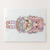 Kawaii Neko Cafe Anime Mädchen Chibi Puzzle (Horizontal)