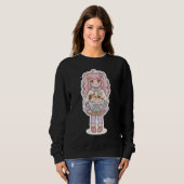 Kawaii Neko Cafe Chibi Anime Mädchen schwarzer Swe Sweatshirt (Vorne ganz)