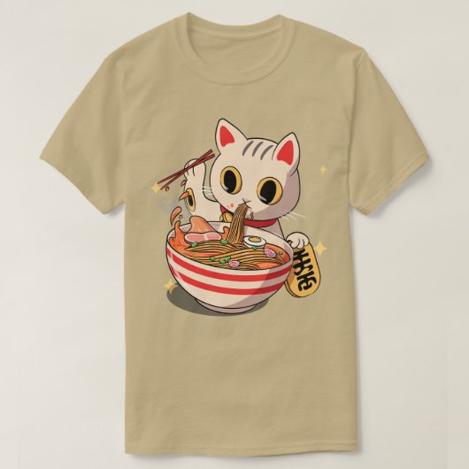 Kawaii Neko Kat Kitten Ramen Noodle T-Shirt (Design vorne)