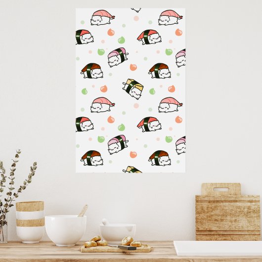 Kawaii Neko Nigiri Poster (Küche)