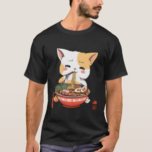 Kawaii Neko Ra Ra Cat Japanisches Noodle Anime T-Shirt