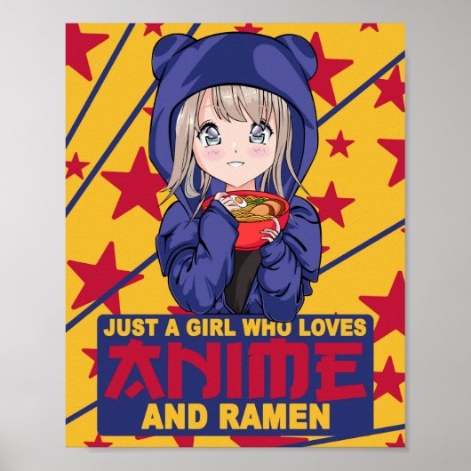 Kawaii Neko Ramen Lover - Japanischer Noodle Anime Poster (Vorne)