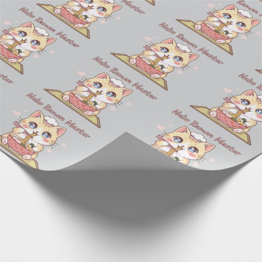Kawaii Neko Ramen Master Cute Cat Food Chef Geschenkpapier (Ecke)