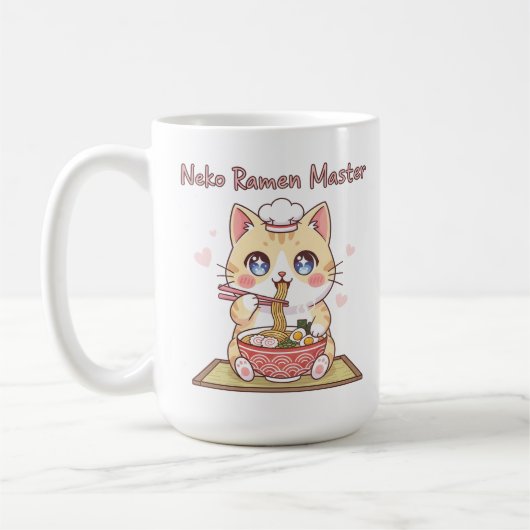 Kawaii Neko Ramen Master Cute Cat Food Chef Kaffeetasse (Links)