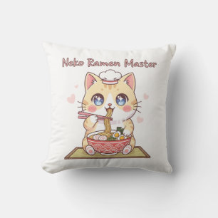 Kawaii Neko Ramen Master Süße Katzen Essen Koch Kissen