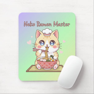 Kawaii Neko Ramen Master Süße Katzen-Food-Chef Mousepad