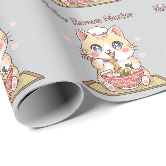 Kawaii Neko Ramen Meister Süßer Katzen Essen Koch Geschenkpapier (Rolleneckpunkt)