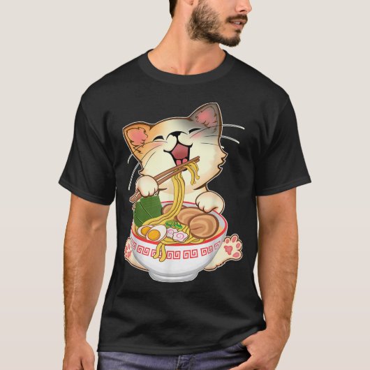 Kawaii Neko Ramen Niedlich Ramen Cat Japanischer N T-Shirt (Vorderseite)