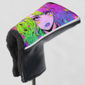 Kawaii Neon Rainbow Pigtails Bangs Anime Girl Golf Headcover (3/4 Vorderseite)
