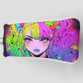Kawaii Neon Rainbow Pigtails Bangs Anime Girl Golf Headcover (Vorderseite)