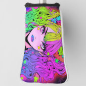 Kawaii Neon Rainbow Pigtails Bangs Anime Girl Golf Headcover (Rotieren 90)