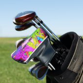 Kawaii Neon Rainbow Pigtails Bangs Anime Girl Golf Headcover (In Situ)