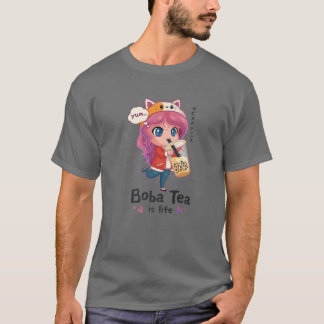 Kawaii Niedlich Anime Girl Otaku Japanischer Boba T-Shirt