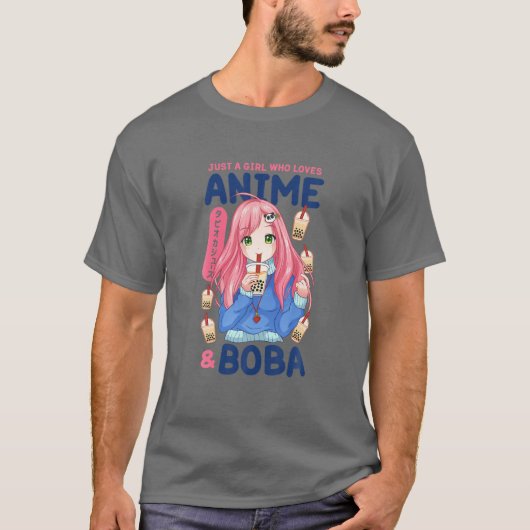 Kawaii Niedlich Anime Girl Otaku Japanischer Boba T-Shirt (Vorderseite)