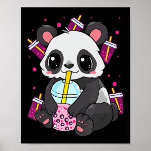 Kawaii Niedlich Anime Panda Boba Bubble Tee Otaku  Poster
