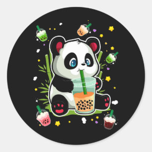 Kawaii Niedlich Anime Panda Trinkblase Boba Tee m Runder Aufkleber