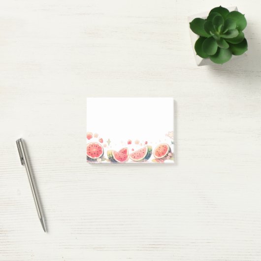 Kawaii, Niedlich, Anime Watermelon Design Post-it Klebezettel (Büro)