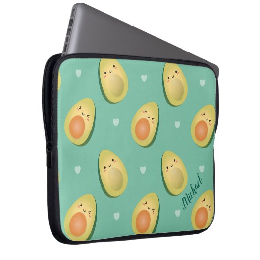 Kawaii Niedlich Avocados Lassen Sie uns Pattern Fu Laptopschutzhülle (Vorne Rechts)