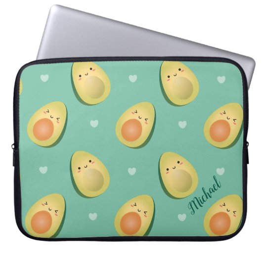 Kawaii Niedlich Avocados Lassen Sie uns Pattern Fu Laptopschutzhülle (Vorderseite)
