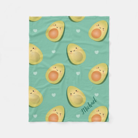Kawaii Niedlich Avocados vermeiden Pattern Fleecedecke (Vorderseite)