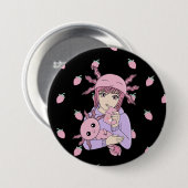 Kawaii Niedlich Axolotl Strawberry Milk Anime Button (Vorne & Hinten)