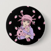 Kawaii Niedlich Axolotl Strawberry Milk Anime Button (Vorderseite)