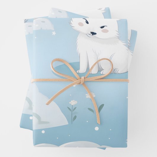 Kawaii Niedlich Baby Arctic Foxes Geschenkpapier Set (Beispiel)
