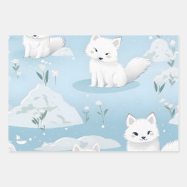 Kawaii Niedlich Baby Arctic Foxes Geschenkpapier Set