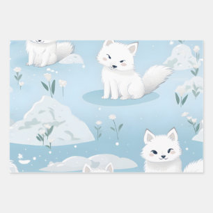 Kawaii Niedlich Baby Arctic Foxes Geschenkpapier Set
