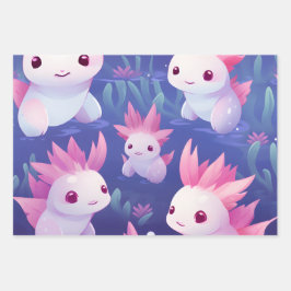 Kawaii Niedlich Baby Axolotls Geschenkpapier Set
