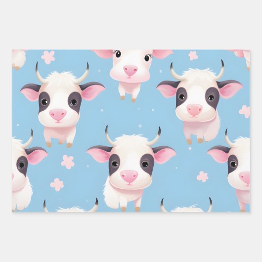 Kawaii Niedlich Baby Cows Geschenkpapier Set (Vorderseite)